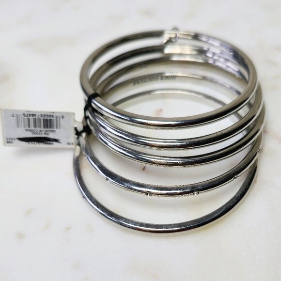 NWT Juicy Couture Silver Bangle Bracelet Set - Picture 3 of 5